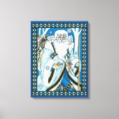 Vintage Kerstmis, blauwe kerstman met Snowglobe Canvas Afdruk (Voorkant)