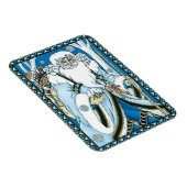 Vintage Kerstmis, blauwe kerstman met Snowglobe Magneet (Rechterzijde)