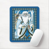 Vintage Kerstmis, blauwe kerstman met Snowglobe Muismat (Met muis)