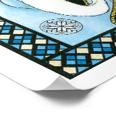 Vintage Kerstmis, blauwe kerstman met Snowglobe Poster (Hoek)