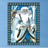 Vintage Kerstmis, blauwe kerstman met Snowglobe Poster