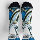 Vintage Kerstmis, blauwe kerstman met Snowglobe Sokken (Top)