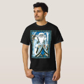 Vintage Kerstmis, blauwe kerstman met Snowglobe T-shirt (Voorkant volledig)
