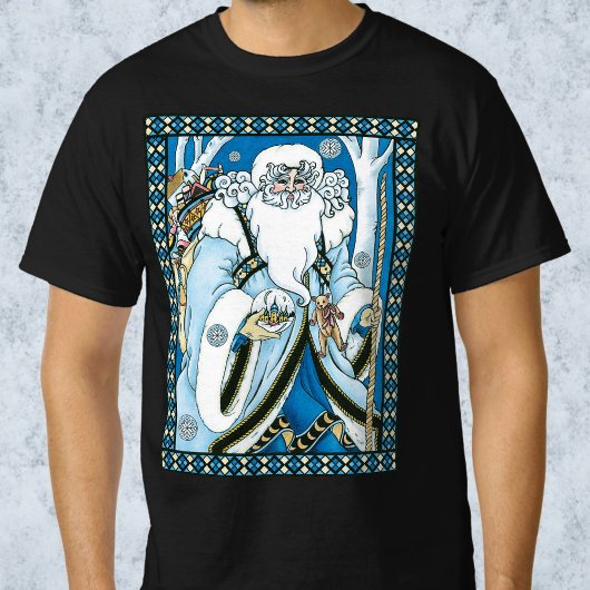 Vintage Kerstmis, blauwe kerstman met Snowglobe T-shirt