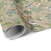 Vintage Kerstmis: Bloemen Jeneverbes Mistletoe. Cadeaupapier (Rol Hoek)