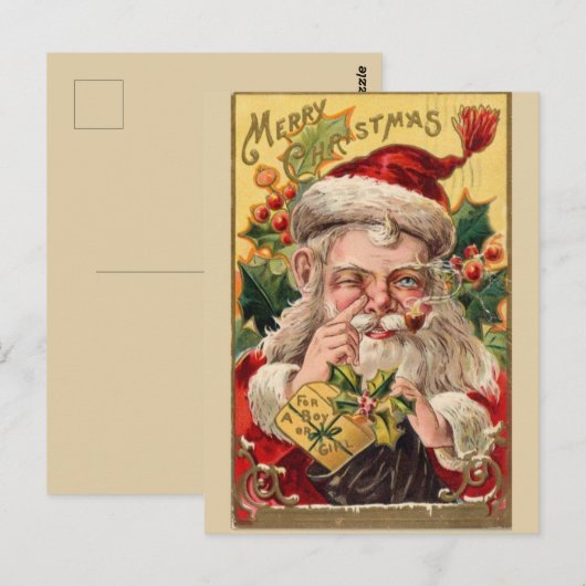 Vintage Kerstmis Briefkaart (Voorkant / Achterkant)