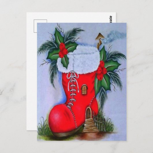 Vintage Kerstmis Briefkaart (Voorkant / Achterkant)