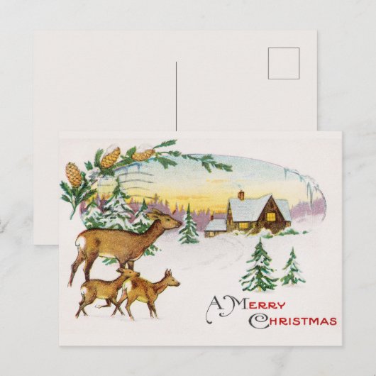 Vintage Kerstmis Briefkaart (Voorkant / Achterkant)