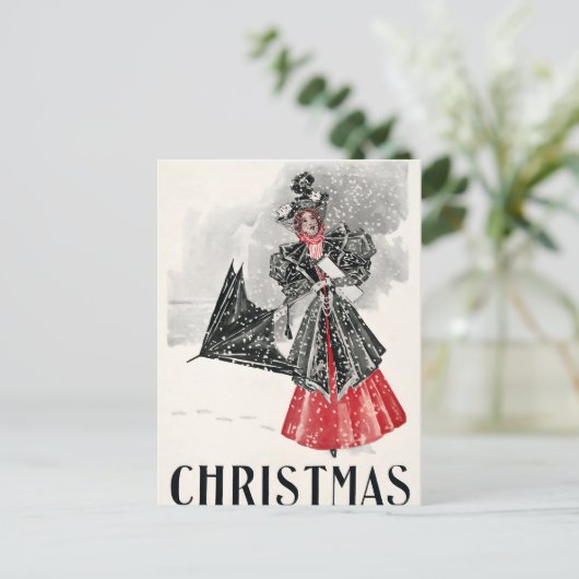 Vintage Kerstmis Briefkaart (Staand voorkant)