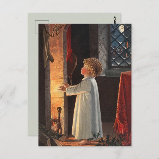 Vintage Kerstmis Briefkaart (Voorkant / Achterkant)