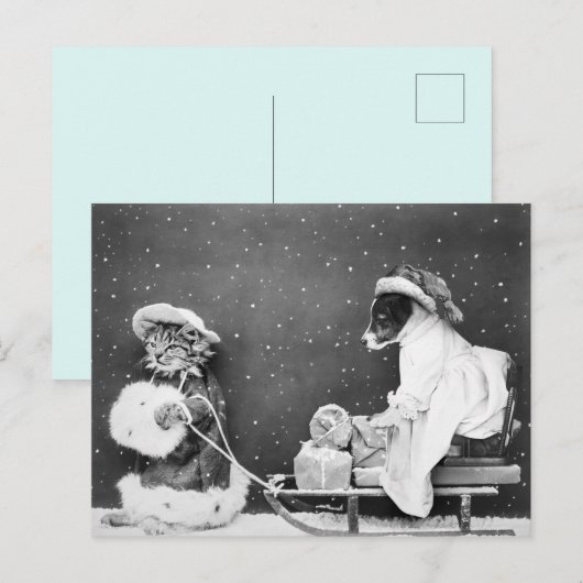 Vintage Kerstmis Briefkaart (Voorkant / Achterkant)