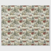 Vintage Kerstmis Cadeaupapier (Vlak)