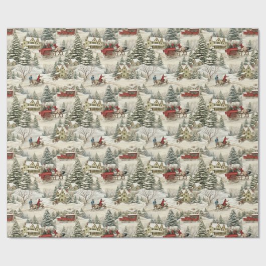 Vintage Kerstmis Cadeaupapier (Vlak)