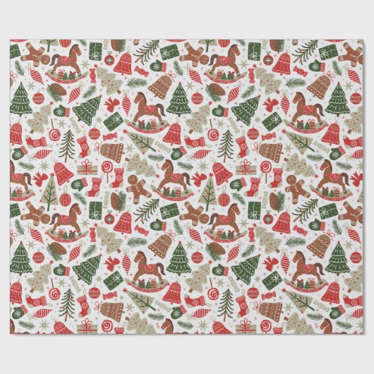 Vintage Kerstmis Cadeaupapier (Vlak)