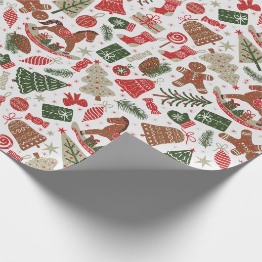 Vintage Kerstmis Cadeaupapier (Hoek)