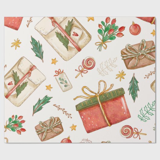 "Vintage Kerstmis" Cadeaupapier (Vlak)