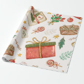 "Vintage Kerstmis" Cadeaupapier (Uitgerold)