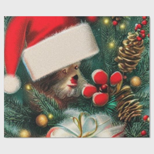 Vintage Kerstmis Cadeaupapier (Vlak)