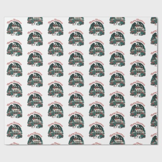 Vintage Kerstmis Cadeaupapier (Vlak)