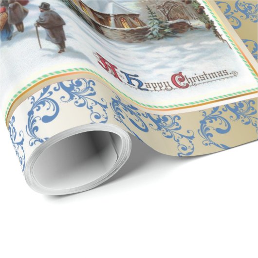 Vintage Kerstmis Cadeaupapier (Rol Hoek)