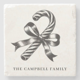 Vintage Kerstmis Candy Cane familienaam Stenen Onderzetter