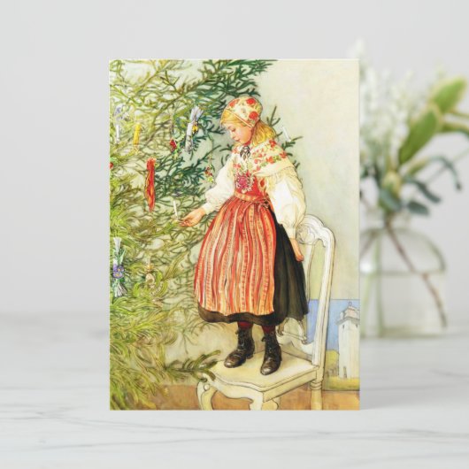 Vintage Kerstmis Carl Larsson Zweeds Feestdagenkaart (Staand voorkant)