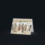 Vintage Kerstmis, Carol Zingende Katten Feestdagen Kaart<br><div class="desc">Geweldige carol zingende katten,  waterverf kunst van Louis William Wain,  retro design. Personaliseer met je eigen tekst en naam. Retro stijl patroon met katten op een besneeuwde achtergrond.</div>