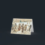 Vintage Kerstmis, Carol Zingende Katten Feestdagen Kaart<br><div class="desc">Geweldige carol zingende katten,  waterverf kunst van Louis William Wain,  retro design. Personaliseer met je eigen tekst en naam. Retro stijl patroon met katten op een besneeuwde achtergrond.</div>