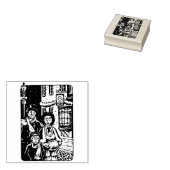 Vintage Kerstmis Carolers Rubber Stamp Rubberstempel (Gestempeld)