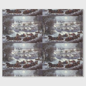 Vintage Kerstmis, Centraal Park in de winter Cadeaupapier (Vlak)