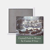 Vintage Kerstmis, Centraal Park in de winter Magneet (Voorkant / Achterkant)