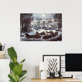 Vintage Kerstmis, Centraal Park in de winter Poster