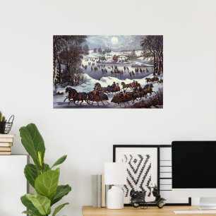 Vintage Kerstmis, Centraal Park in de winter Poster