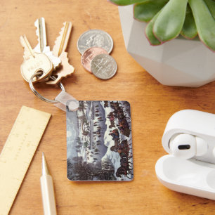 Vintage Kerstmis, Centraal Park in de winter Sleutelhanger