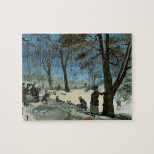 Vintage Kerstmis, Central Park in Winter Glackens Legpuzzel