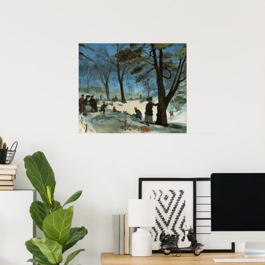 Vintage Kerstmis, Central Park in Winter Glackens Poster (Thuiskantoor)