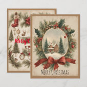 Vintage Kerstmis Charm Kaart (Voorkant / Achterkant)