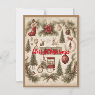 Vintage Kerstmis Charm Kaart
