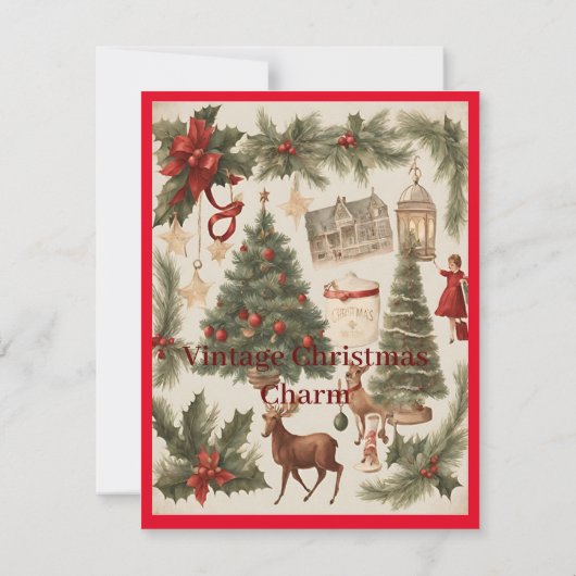 Vintage Kerstmis Charm Kaart (Achterkant)