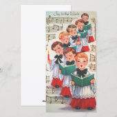Vintage Kerstmis Choir Singing Feestdagenkaart (Voorkant / Achterkant)