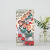 Vintage Kerstmis Choir Singing Feestdagenkaart (Staand voorkant)