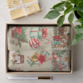 Vintage Kerstmis Collage Goud Tissuepapier (Geschenk)