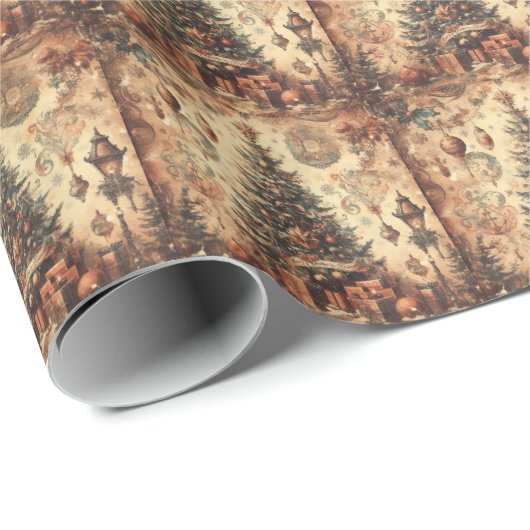 Vintage Kerstmis collage inpakpapier (Rol Hoek)