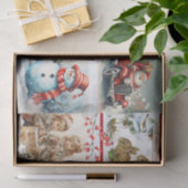 Vintage Kerstmis Collage met Kerstman en kinderen Tissuepapier (Geschenk)