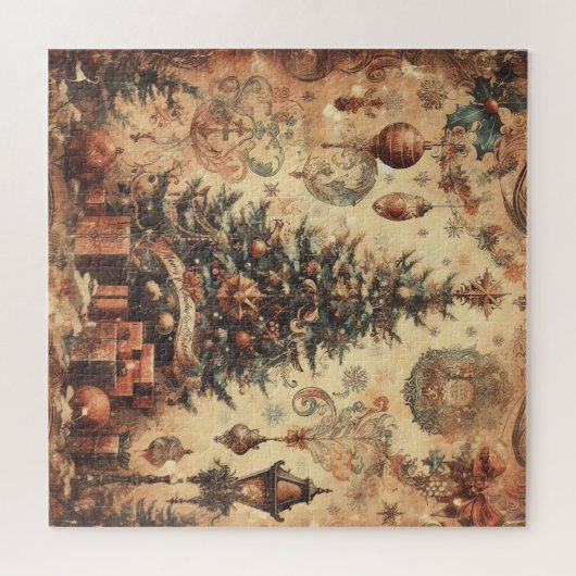 Vintage Kerstmis Collage Puzzel Legpuzzel (Horizontaal)