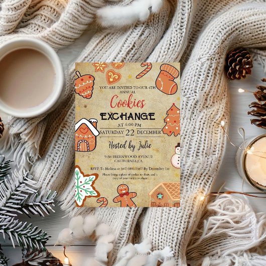 Vintage Kerstmis Cookie Exchange Kerstfeest Kaart