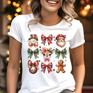 Vintage Kerstmis Coquette Strikken Rendier Vakanti Tri-Blend Shirt