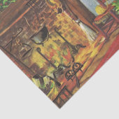 Vintage Kerstmis, Cozy Log Cabin met Fireplace Tissuepapier (Detail)