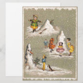 Vintage Kerstmis Creepy Snowman Feestdagenkaart (Voorkant / Achterkant)