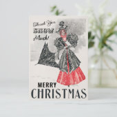 Vintage Kerstmis Custom Dank u Flat Kaart (Staand voorkant)